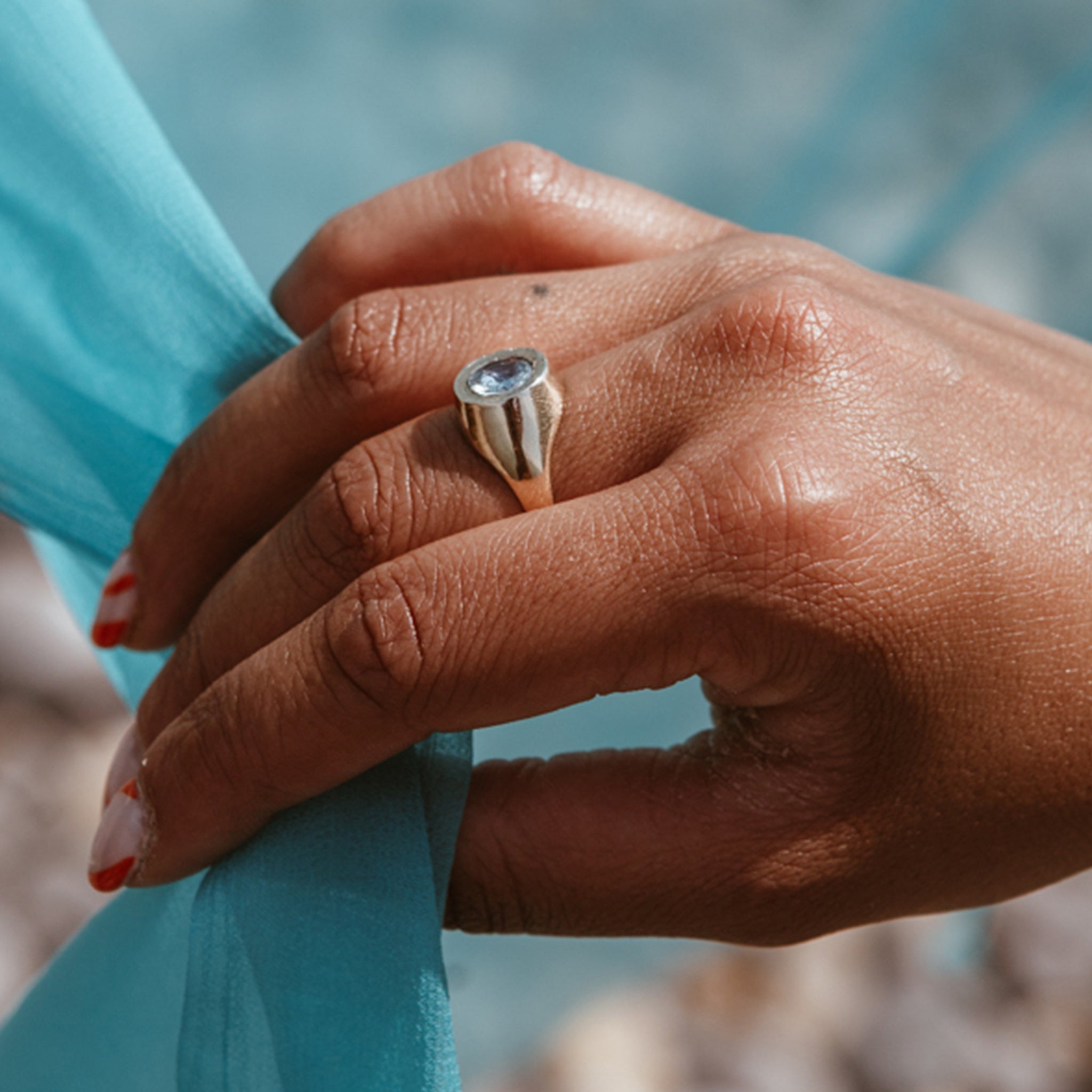 Mansa 9ct Yellow Gold Ring with Montana Sapphire